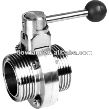 sanitary male threaded butterfly valve DIN/SMS/GB Standard